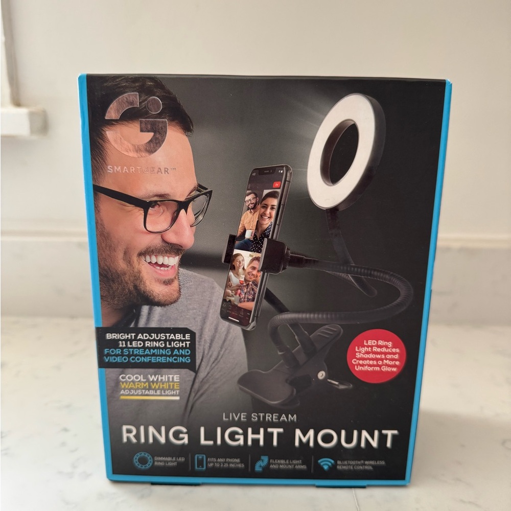 Live Stream Ring Light Mount - Cool White